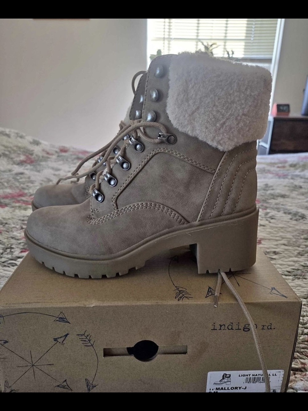 Indigo Rd. Mallory-J Women's Faux Shearling Lace-Up Combat Boots - Picture 10 of 10